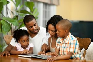 Family enjoying reading together